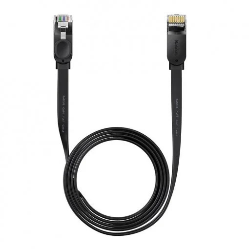PATCH CORD UTP Baseus Cat6, fire din cupru, flat cable, viteza maxima 1 Gbps, PVC, 2m, negru &amp;quot;WKJS000101&amp;quot; (timbru verde 0.08 lei) - 69321726