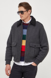 Cumpara ieftin United Colors of Benetton geaca din amestec de lana culoarea gri, de tranzitie