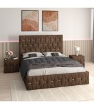 Pat Tapitat Eric Maro + Saltea Lux Ortopedica + Noptiere Tapitate 160x200cm