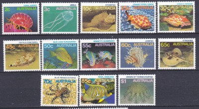 DB1 Australia 1985 - 86 Fauna Marina Pesti 13 v. MNH incomplete foto