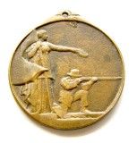 v658 UNGARIA MEDALIE SPORTIVA TRAGERI CU PUSCA 1942 BRONZ 39mm 16g STARE FOARTE FRUMOASA