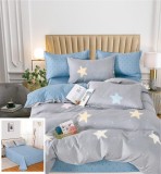 Lenjerie Pat Italy Sf133, Bumbac, 4 Piese, Fara Elastic, Albastru, Gri