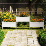 VidaXL Jardinieră, alb, 245,5x44x75 cm, lemn masiv de pin