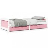 VidaXL Pat de zi cu 2 sertare fără saltea &bdquo;IRUN&rdquo; alb și roz 90x200 cm 3314679
