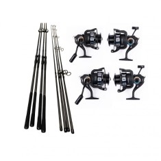 4 Lansete Carbon Ebisu 3, 90 m, 2 Segm + 4 Mulinete Ganett 7000, + 4 Role fir