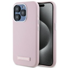 Husa iPhone 15 Pro Max Karl Lagerfeld Leather MagSafe, roz, FW Metal Plate, KLHMP15XPGMSRPP foto