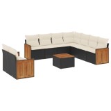 Cumpara ieftin Set canapele de gradina cu perne, 10 piese, negru, poliratan