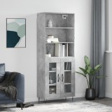 vidaXL Dulap &icirc;nalt, gri beton, 69,5x34x180, lemn compozit