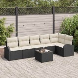 Cumpara ieftin Set de canapele pentru grădină cu pernă 7 pcs Negru Rattan poli