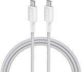 Cablu alimentare si date Anker, USB Type-C (T) la USB Type-C (T), 0.9m rata transfer 480 Mbps, 60W, invelis nylon, braided, alb, &amp;quot;A81F5G21&amp;quot;