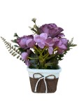 Floricele colorate artificiale in ghiveci maro din plastic, 10x10x21 cm