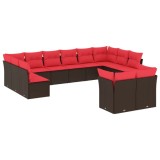 Cumpara ieftin Set canapele de gradina cu 12 piese si perne, poliratan maro