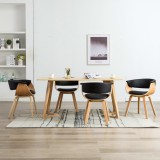 Cumpara ieftin Scaune bucătărie 4 buc, negru, lemn curbat &amp; piele ecologică
