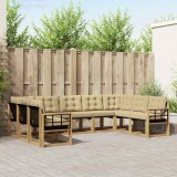 vidaXL Set de canapele de exterior cu pernă 9 pcs Alb și Bej 3389867