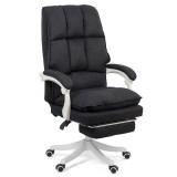 Scaun directorial textil cu suport de picioare, material textil, functie recliner, Negru, General