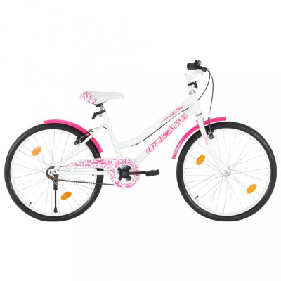 Bicicletă pentru copii, roz și alb, 24 inci foto