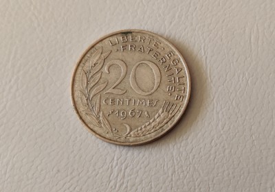 Franța - 20 centime (1967) monedă s115 foto