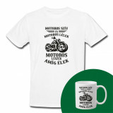 &quot;Motoros sz&iacute;v, motoros l&eacute;lek&quot; Set Personalizat &ndash; Tricou + Cană Negru XXL