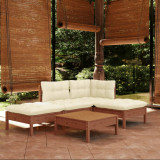 VidaXL Set mobilier grădină cu perne, 5 piese, maro miere, lemn de pin