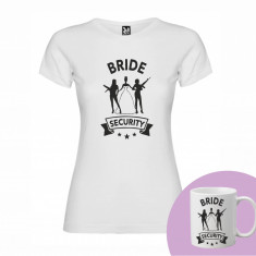 "Bride Security" Set Personalizat – Tricou + Cană Alb XL