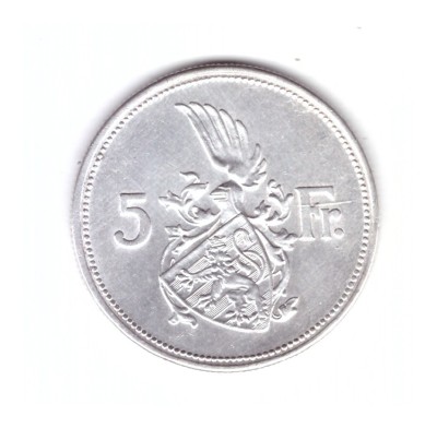 Moneda Luxemburg 5 francs/franci 1929, stare buna, curata foto