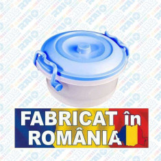 Cutie rotunda pentru depozitare alimente din plastic cu manere ?i capac, 2 litri foto