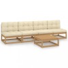 Set mobilier de gradina cu perne, 5 piese, lemn masiv de pin