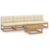 Set mobilier de gradina cu perne, 5 piese, lemn masiv de pin