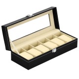 Cutie depozitare si organizare ceasuri, MDF, piele ecologica, 30x11x8cm, negru Household NewTrend