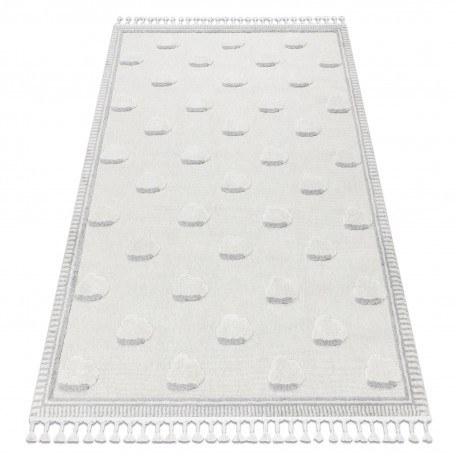 Covor YOYO GD62 alb / gri - Nori pentru copii, structural, senzorial Franjuri, 160x220 cm