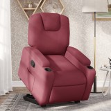 VidaXL Fotoliu rabatabil cu ridicare, roșu vin, material textil