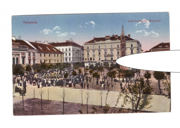 CP Timisoara - Piata Printul Eugen, pana in 1918, necirculata, animata, stare bu