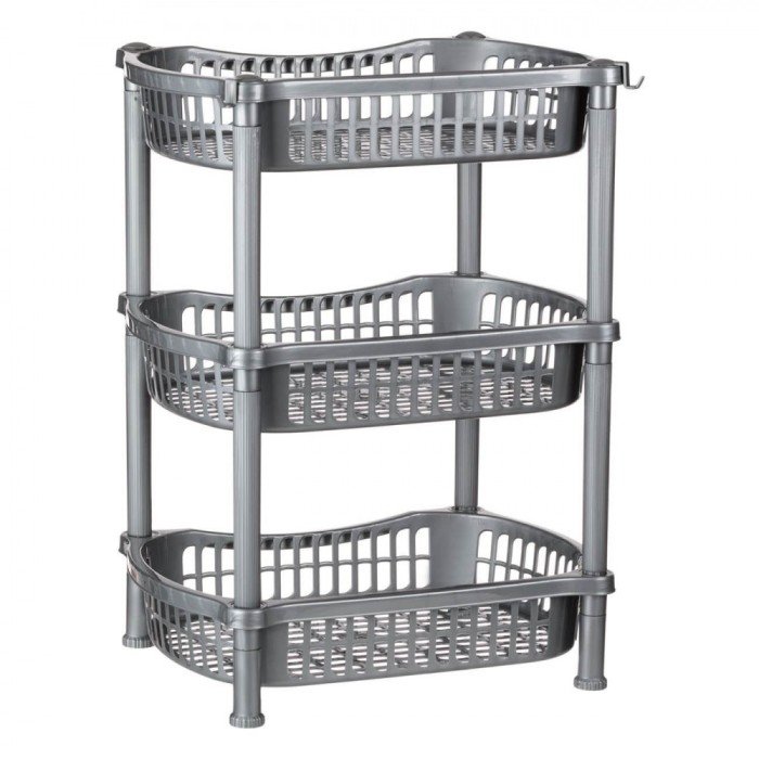 Etajeră Bucătărie, Model 3 Rafturi, Culoare Gri, Dimensiuni 41x31x54cm, Plastic