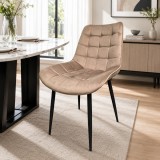 Scaun de living si bucatarie Gloria FDC 20, catifea, cadru metalic, 90 kg, 87x54x44 cm, bej