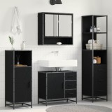 vidaXL Set de mobilier pentru baie 3 pcs Stejar Negru Lemn compozit 3402523
