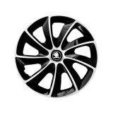 Set 4 Capace Roti potrivite jantelor de 14 inch, pentru Skoda Nou Alb-Negru, model Stig Extra Black &amp; White, Autohelix MSA