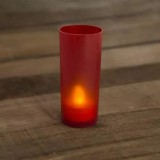 Opaț LED Efect Flacără, Suport Plastic, Baterie CR2032, Lumină Alb Caldă, Diametru 4.5cm, &Icirc;nălțime 11cm, Roșu/Alb