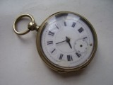 Ceas de buzunar francez/elvetian Cylindre 6 rubis cu doua cheite, defect