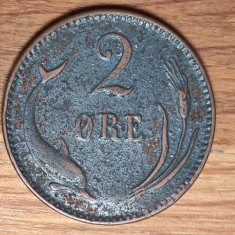 Danemarca - raritate - moneda de colectie 2 ore 1899 bronz - delfin - superba !