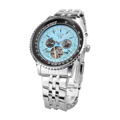 Ceas Barbati Jaragar 034 Argintiu Mecanic , Design Luxury, Functii Multiple, Afisaj Saptamanal, Rezistent la Apa 3ATM