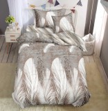 Cumpara ieftin Lenjerie De Pat Corina Xf045, Bumbac, 4 Piese, Fara Elastic, Bej, Imprimeu