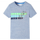 Tricou pentru copii cu maneci scurte, albastru melanj, 128 GartenMobel Dekor, vidaXL