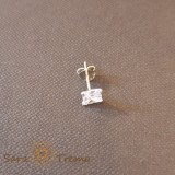 Cercel Unisex Argint 925 cu Cristal Zirconia Alb Patrat, 5 mm