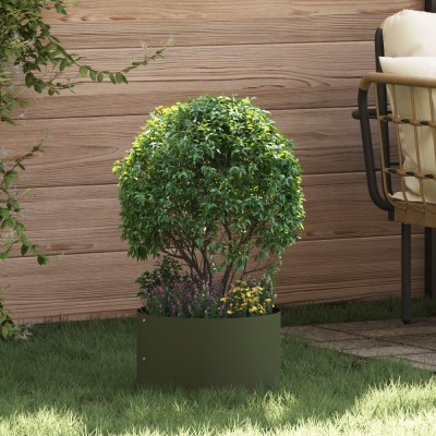 vidaXL Ghiveci pentru grădină verde olive 30x30x20 cm din oțel de la foto