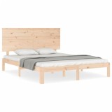 Cadru de pat cu tablie, lemn masiv, king size