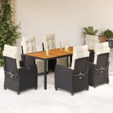 vidaXL Set mobilier de grădină cu perne, 7 piese, negru, poliratan 3212904