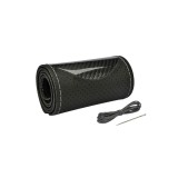 Husa volan auto piele perforata premium cu ac si ata negru carbon cusatura gri marime M 38 cm Cod: LUXFST02