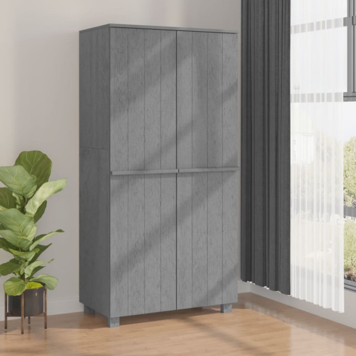 vidaXL Dulap haine &bdquo;HAMAR&rdquo; gri &icirc;nchis 89x50x180 cm, lemn masiv de pin