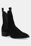 Gant botine din piele &icirc;ntoarsă St Broomly culoarea negru, cu toc plat, 31553093