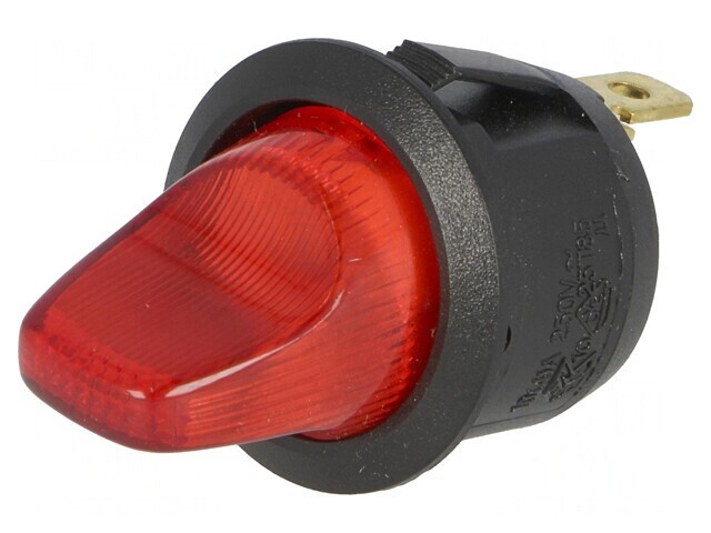 Comutator ON-OFF 10A/250VAC cu Lampă Neon Roșie 230V